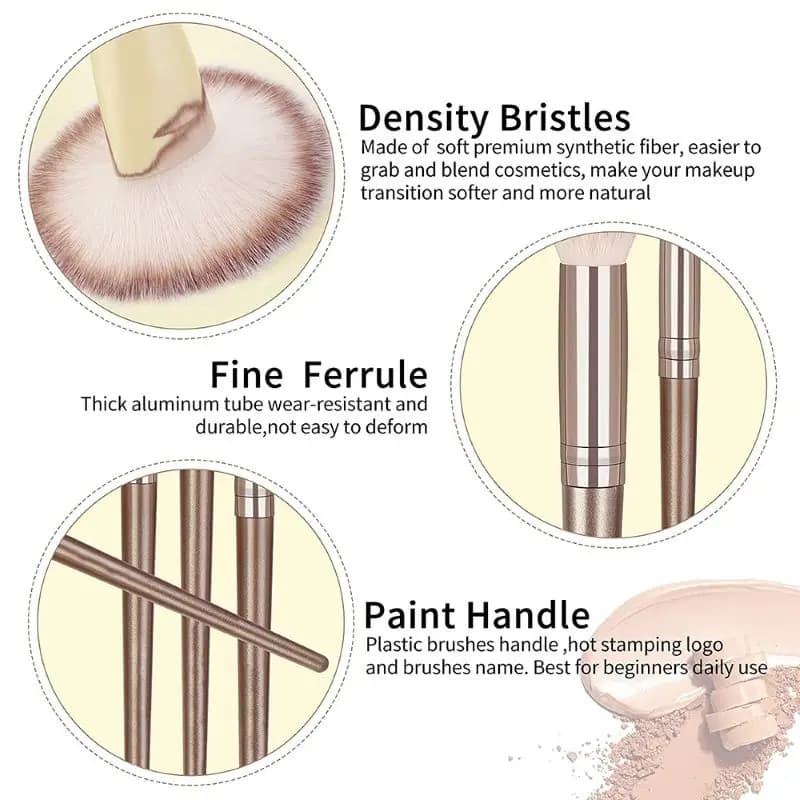Ensemble professionnel de 3 à 20 pinceaux de maquillage doux et moelleux pour fond de teint, fard à 