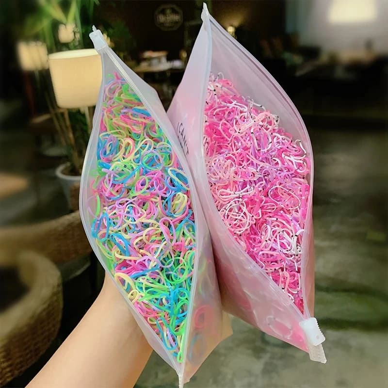 1000 pièces/paquet filles colorées petites bandes de caoutchouc jetables gomme pour queue de cheval 