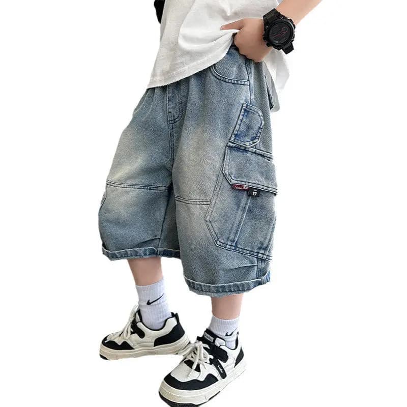 UNITIM – short d'été en coton pour garçons, avec imprimé lettres, short en jean élégant pour enfants