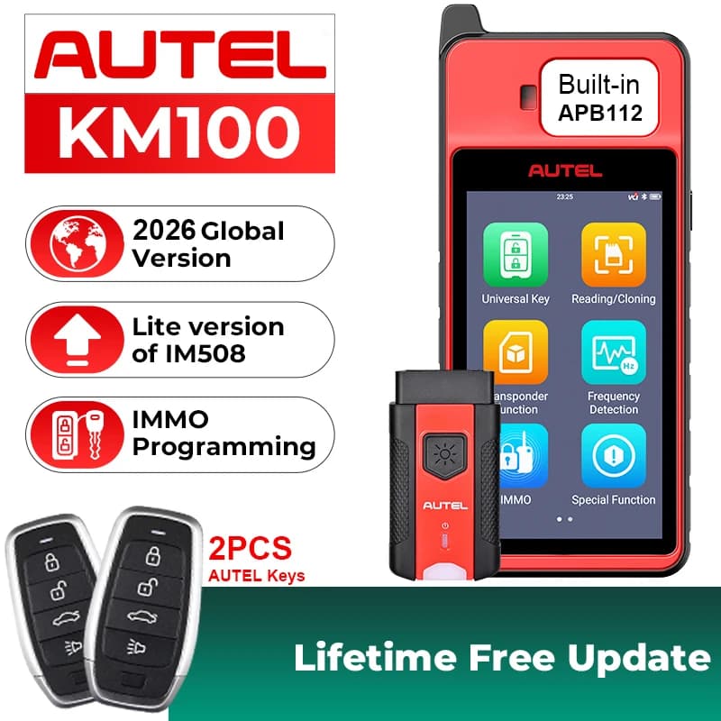 Promo Code: AEFR100  Autel-Programmateur de clé MaxiIM KM100, outil d'immobilisation, puce d'apprent
