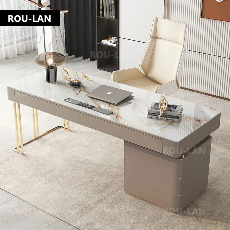 Bureau en dalle de roche pour petit appartement, bureau d'étude scandinave de luxe, bureau d'ordinat