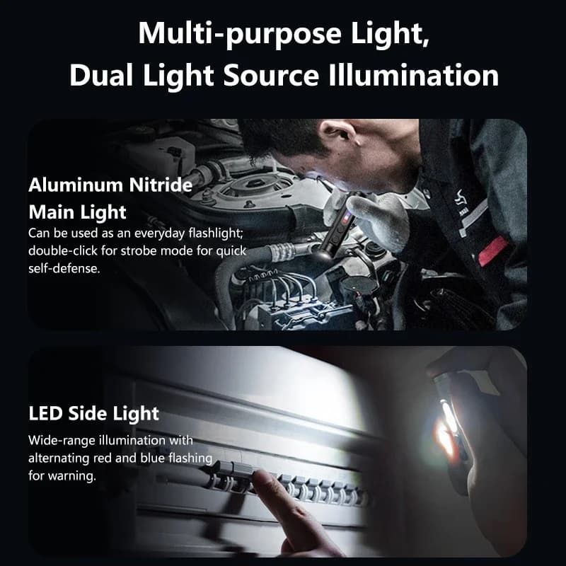 Lampe torche multifonctionnelle 6-en-1 Lenovo avec lumière latérale COB, rechargeable, magnétique, b