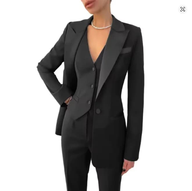 Costume de bureau décontracté Fuchsia pour femmes, ensemble 3 pièces Blazer + gilet + pantalon, smok