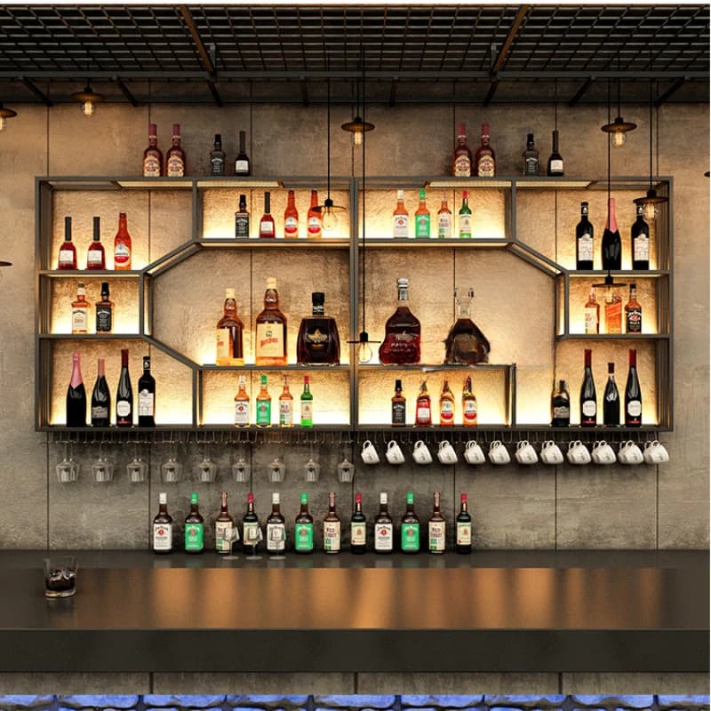 Meuble mural de cantine ou de bar français, armoire de salon, vitrine en verre de réfrigérateur V37d