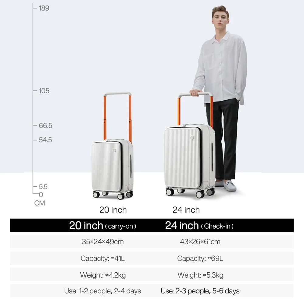 Mixi avant ordinateur portable poche valise large poignée voyage valise hommes 20 pouces bagage à ma