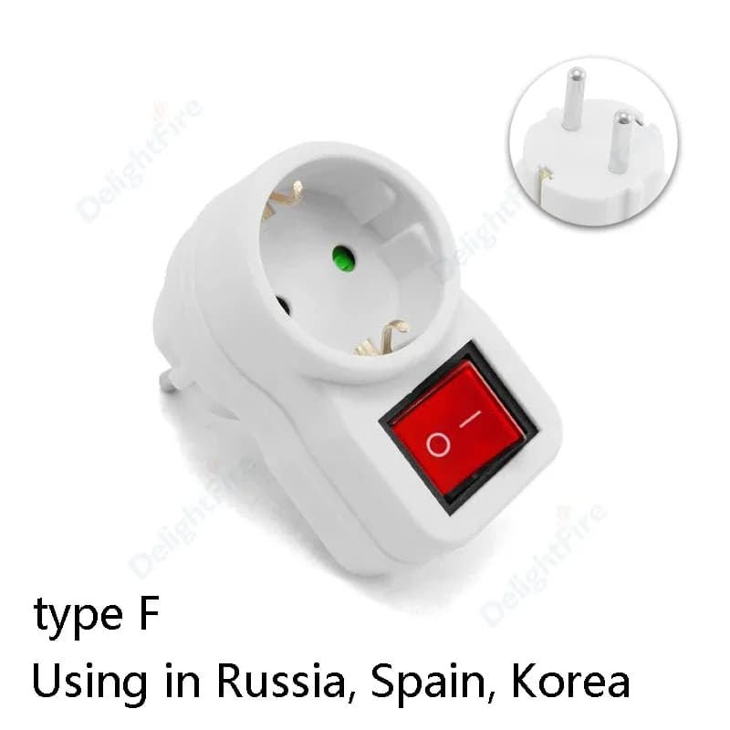 Prise électrique ue avec interrupteur marche/arrêt, 2 broches, 4.8mm, adaptateur Standard européen, 