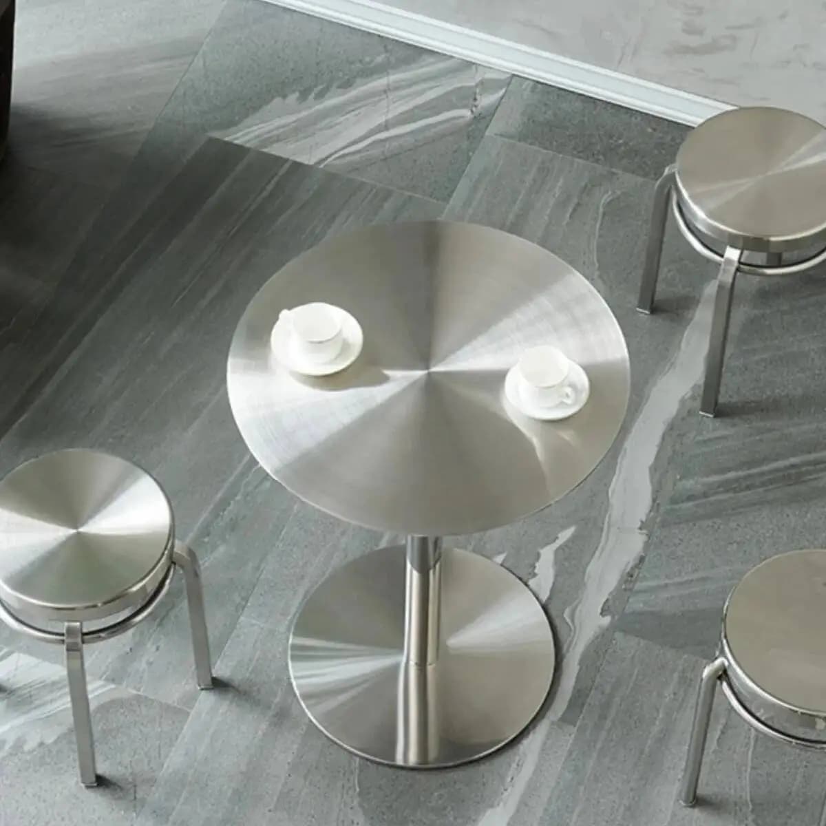 Tabouret rond léger et moderne en acier inoxydable, tabouret bas Simple, tabouret de loisirs, hôtel,