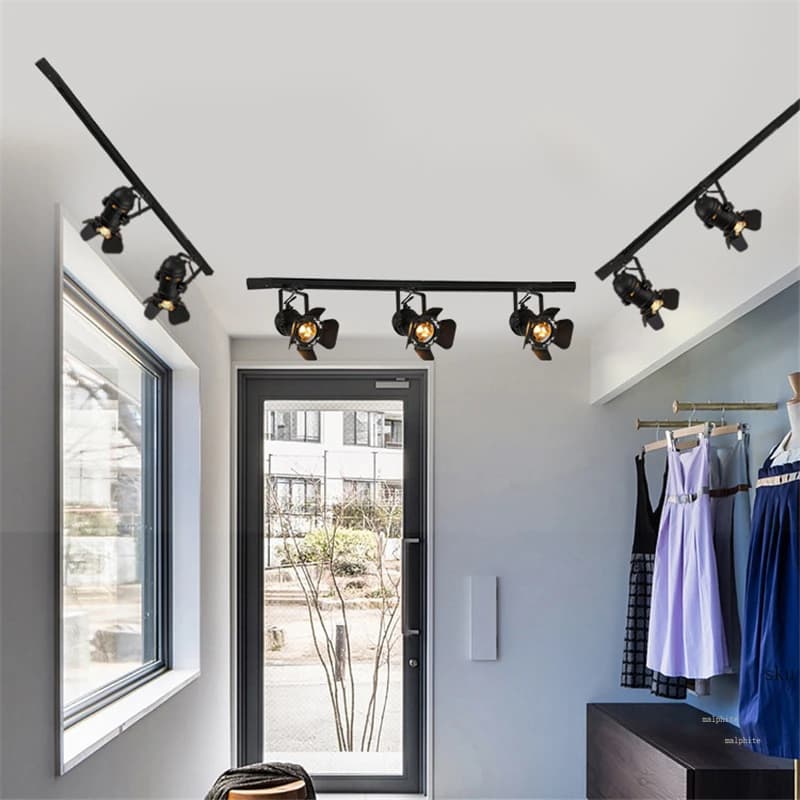 Plafond moderne à LEDs lumières américain rétro Loft fer piste lampes industrielle E27 Bar café écla