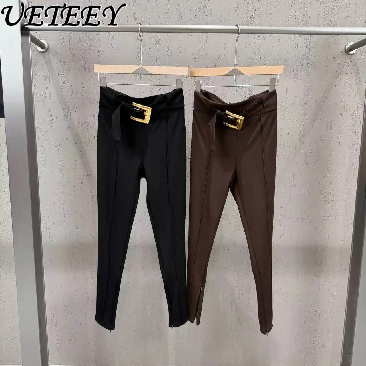 Nouveau pantalon décontracté noir taille haute amincissant pour femme, collection Printemps 2026, av