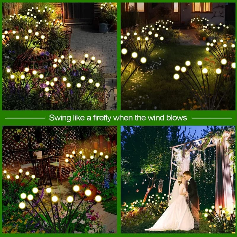Paquet de 12 lumières solaires LED extérieures étanche Starburst solaire luciole lumières lampe de p