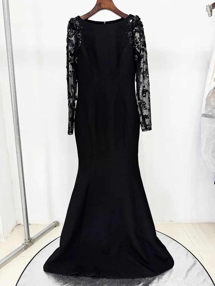 HIGH STREET Nouvelle Collection 2026 Robe Longue de Soirée Designer pour Femme, à Manches Longues, e