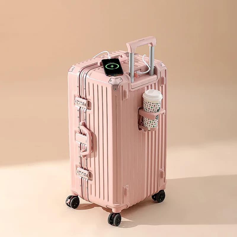 Ensemble de bagages durables de grande capacité pour hommes, valise avec chargeur USB, bagage à main