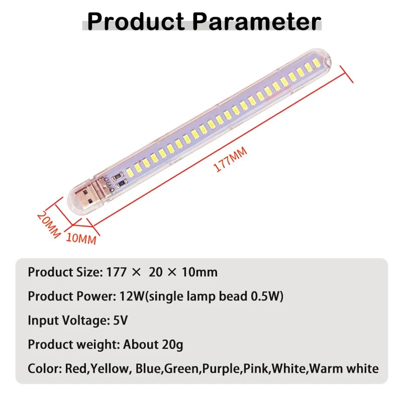 Lampe LED USB ZHMZH DC5V 24 LED, lumière d'ambiance rouge, jaune, blanc, bleu, vert, violet, rose, p