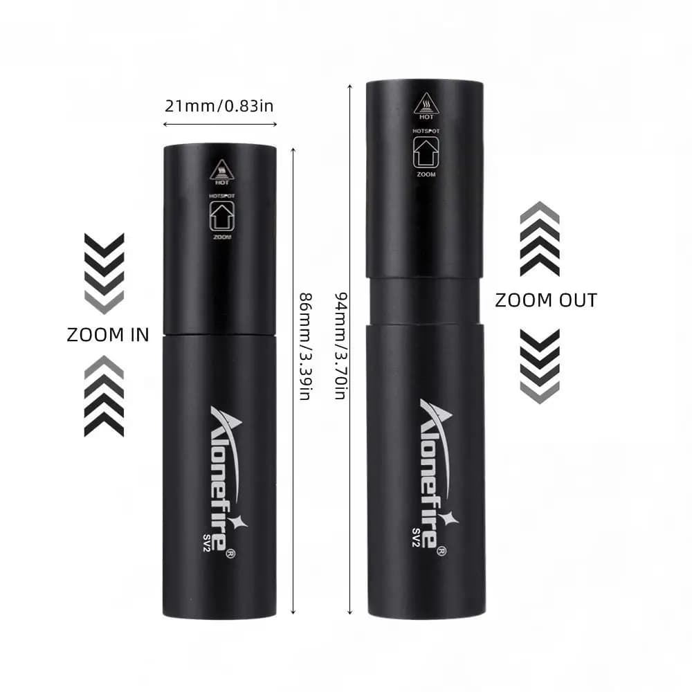 Mini lampe de poche aste avec petite l'hypothèse Zoom, éclairage lumineux, sac à dos, lumière strobo