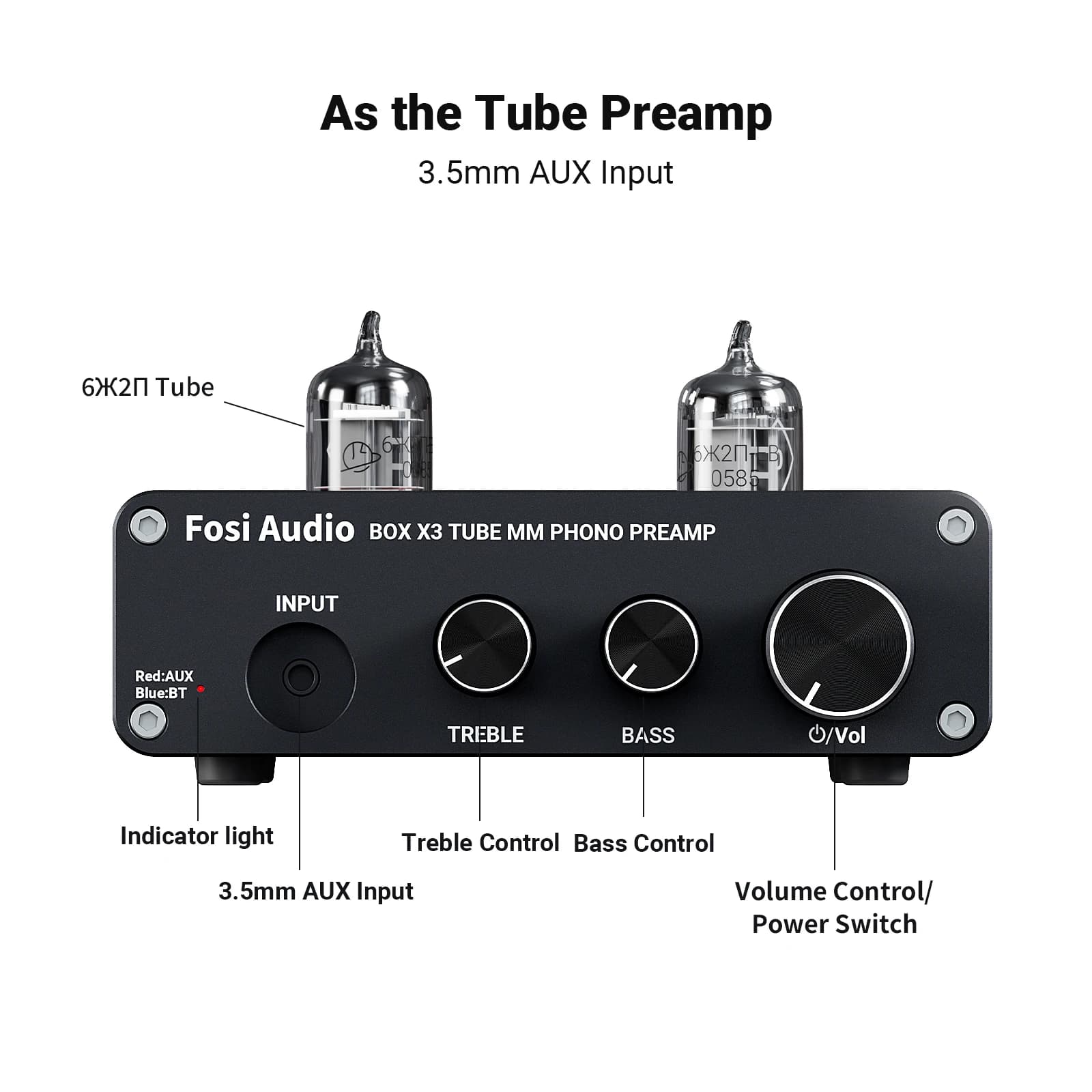 Préampli Phono Audio Bluetooth Fosi pour préamplificateur phonographe à platine avec amplificateur à