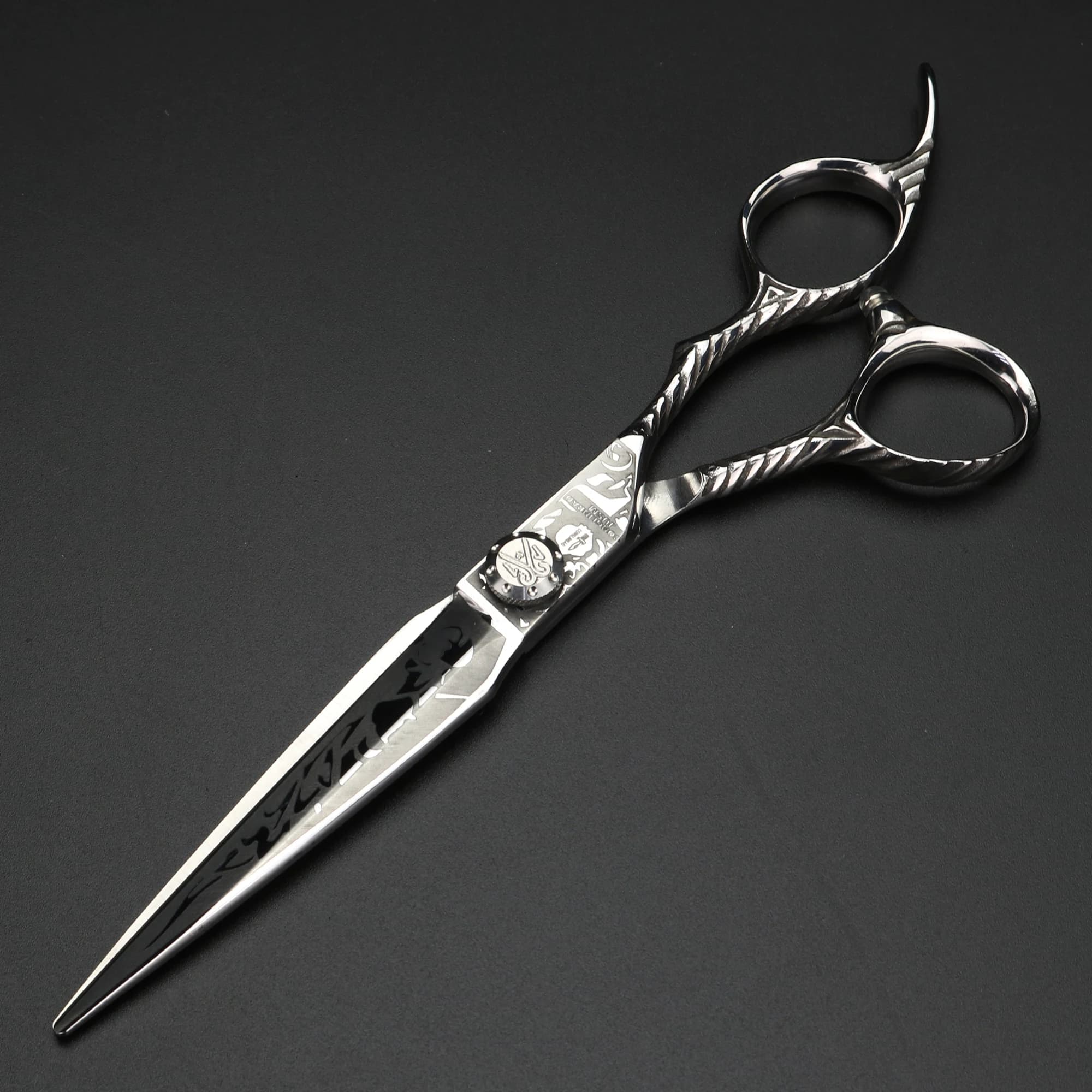 Ciseaux de tatouage de cheveux de 7 pouces, ciseaux de coupe japonais 440C, ciseaux professionnels d