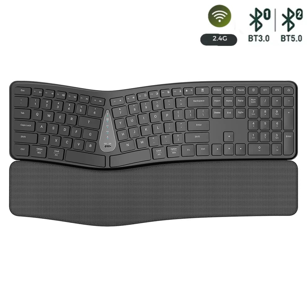 Clavier ergonomique sans fil 2.4G, digestion naturelle confortable, repose-paume, clavier Bluetooth 