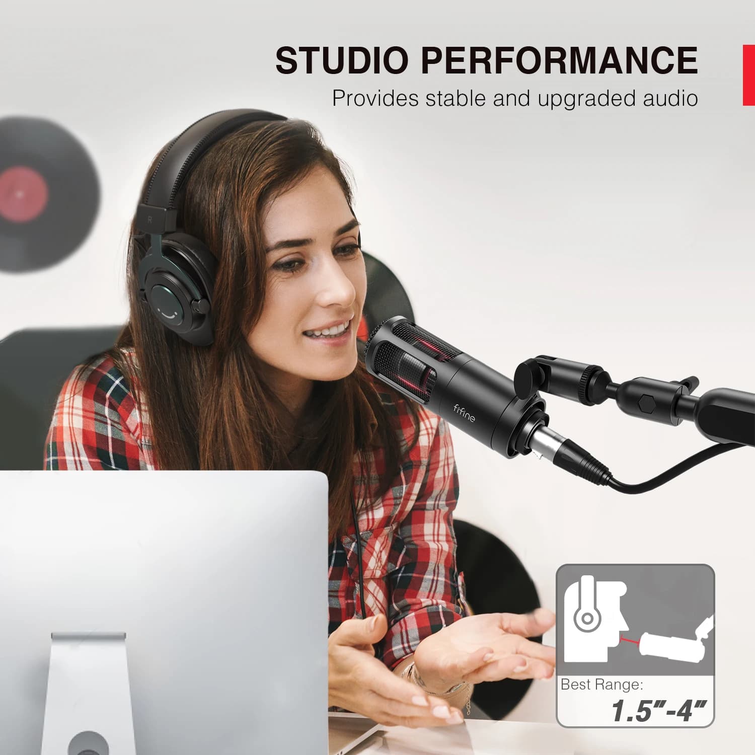 Microphone dynamique FIFINE XLR, micro de Podcast vocal avec motif cardioïde, micro en métal pour le