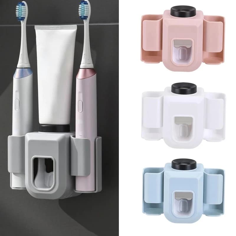 Porte-brosse à dents Double trou, organisateur mural de brosse à dents, support de dentifrice, press