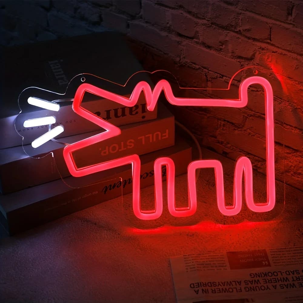 Signe Néon LED pour Chiot Aboyant, Décoration d'Animalerie avec Lumière, Cadeau Personnalisé pour An