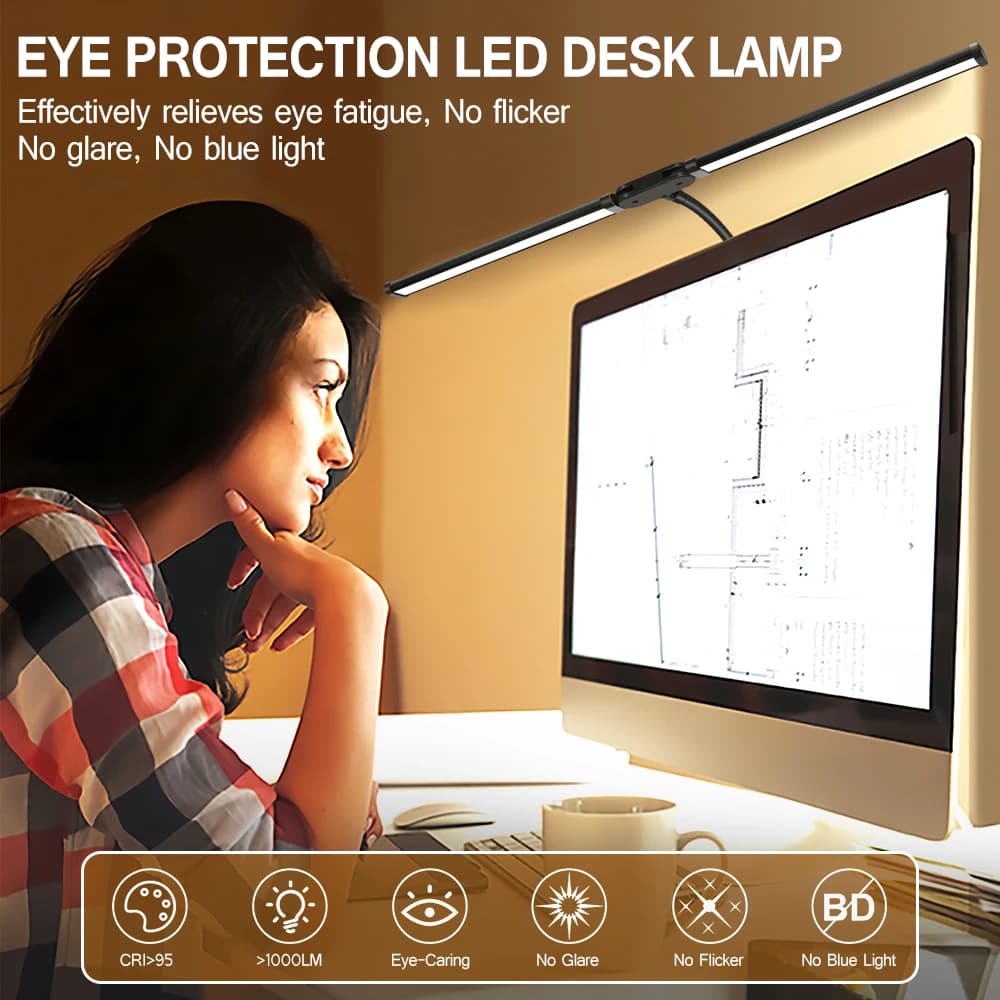 Lampe de bureau LED à Double ou simple tête, variable, pour moniteur PC, lampes de Table USB, lampes