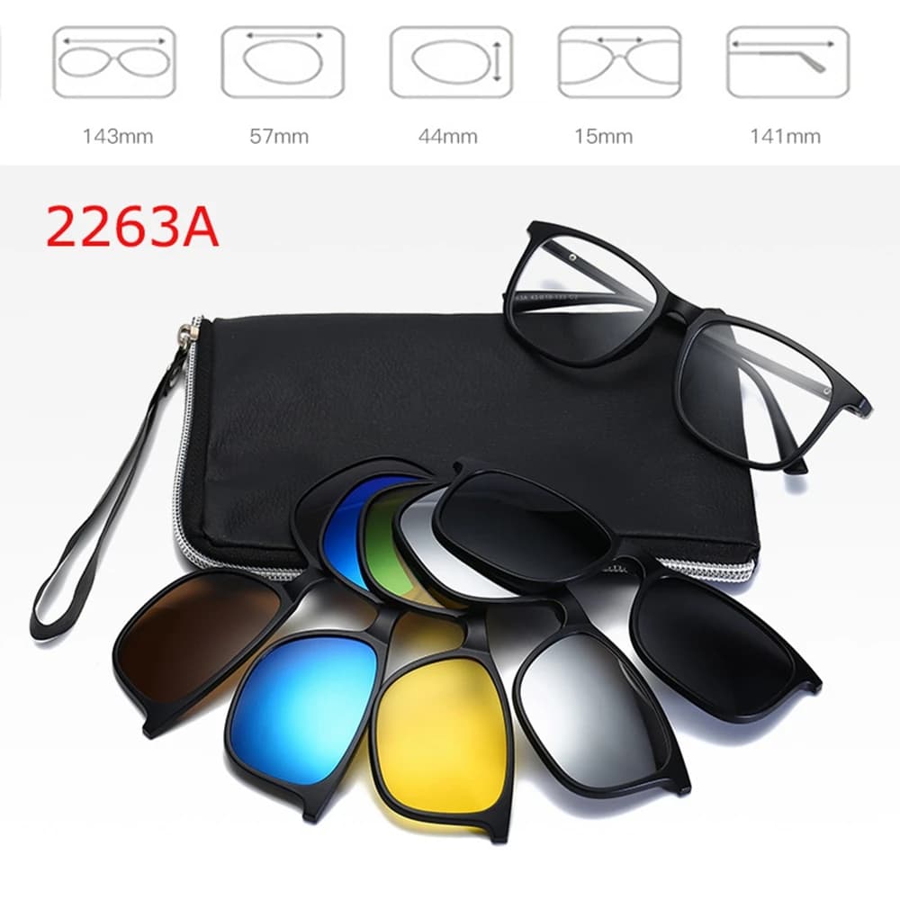 Lunettes de soleil polarisées à clip magnétique pour hommes et femmes, 6 en 1, TR90, contrevenants o