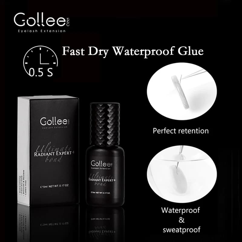 Colle à cils Gollee, séchage rapide 0,5s, colle pour extensions de cils pour artistes de salon, tenu