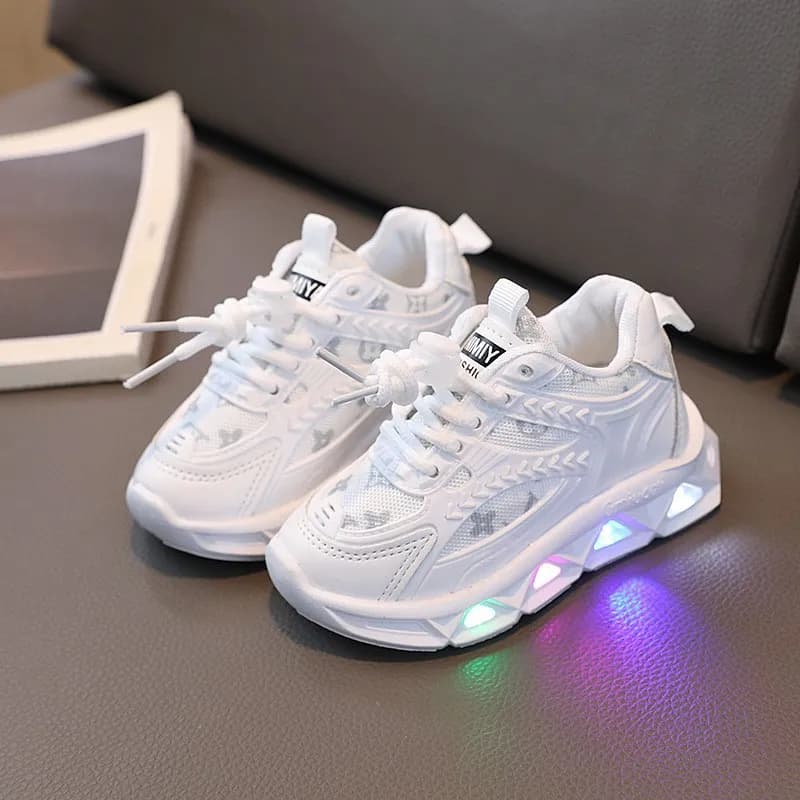 Chaussures en cuir pour bébés, chaussures lumineuses à la mode pour enfants, maille légère, pour pet