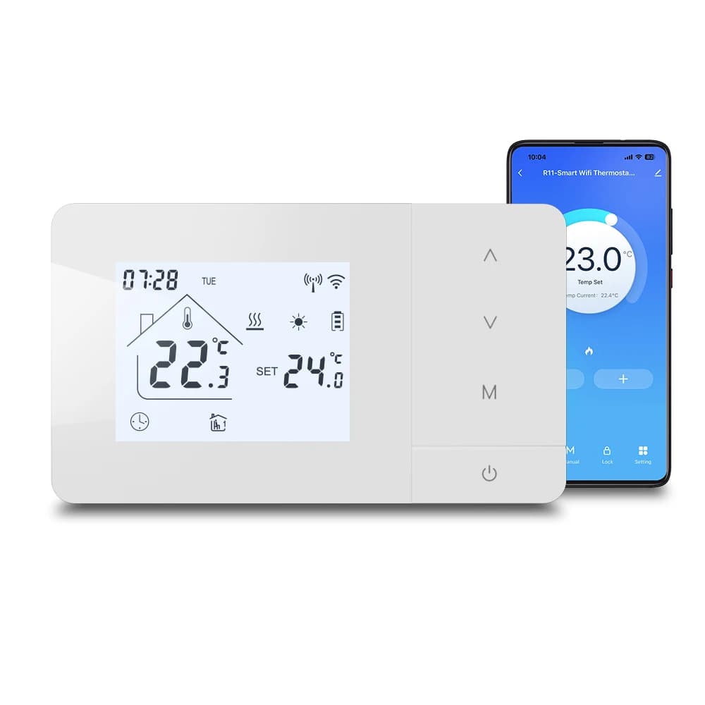 Thermostat intelligent Tuya WiFi pour chaudière à gaz, chauffage/refroidissement, alimenté par batte