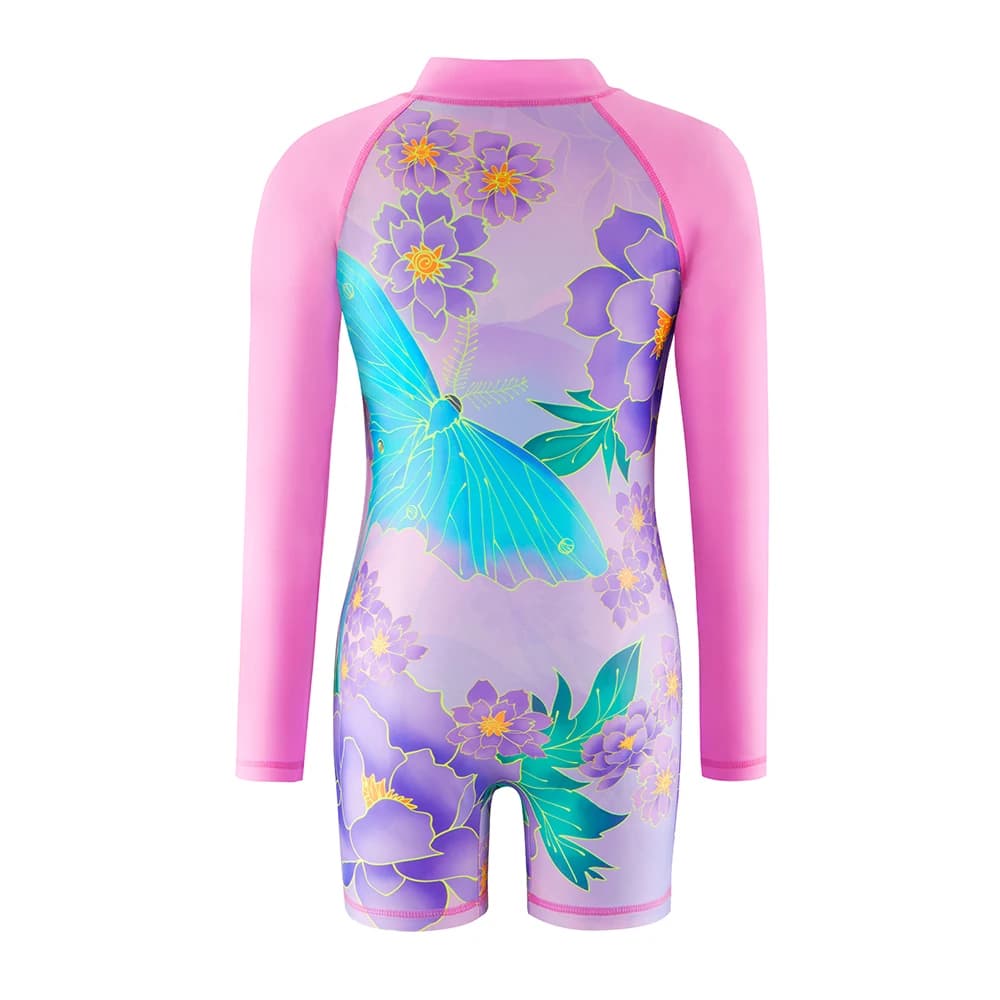 Maillot de bain une pièce pour filles, tenue d'été à manches longues, short de protection contre les