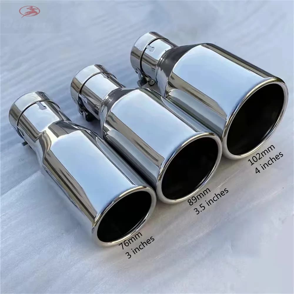 Silencieux universel simple en acier inoxydable, bord plat, gorge arrière, modification de voiture, 