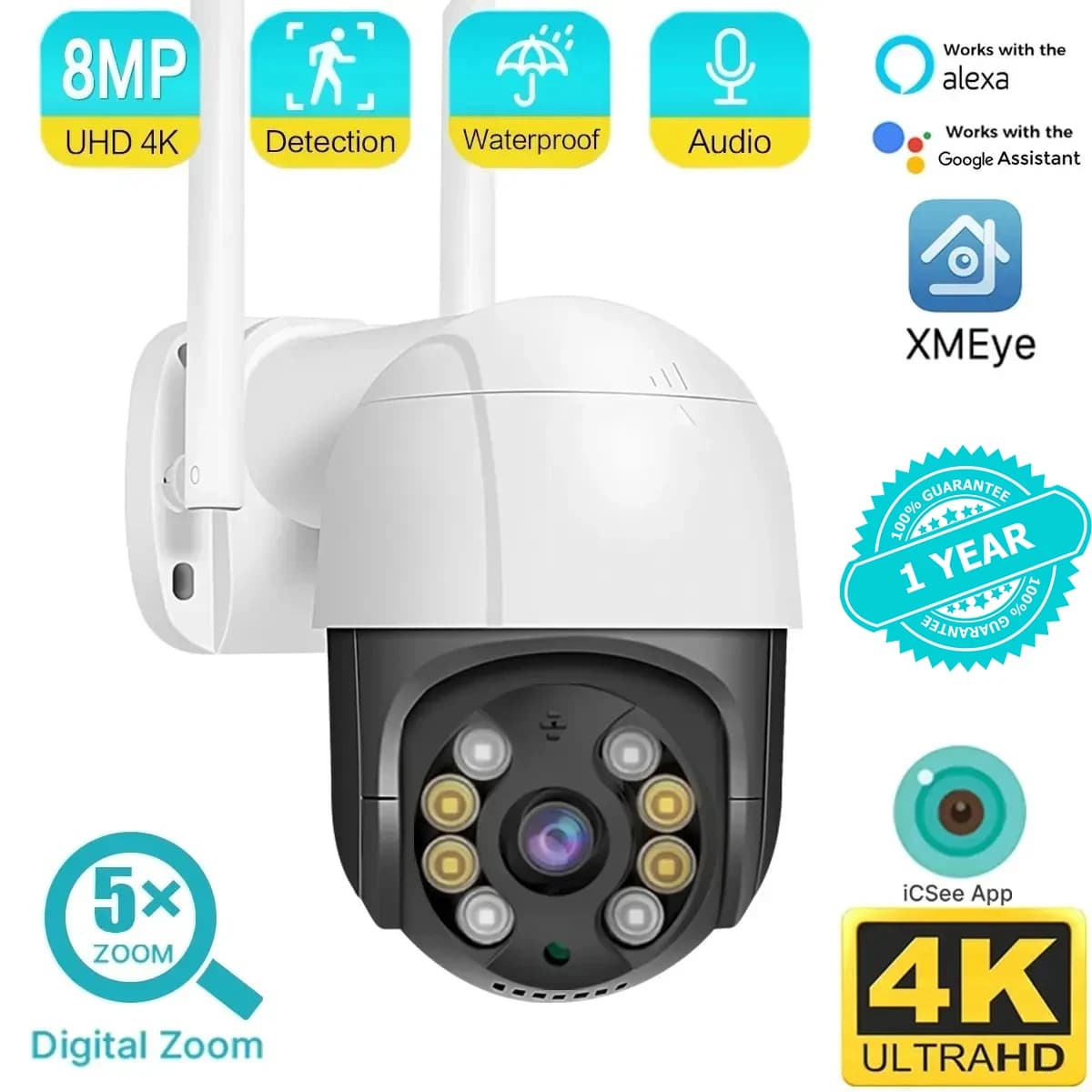 Caméra de surveillance de rue sans fil PTZ, détection humaine, suivi automatique, vidéosurveillance,