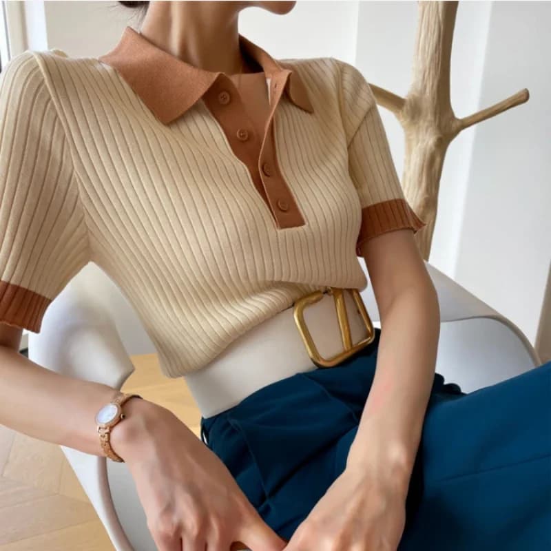 T-shirt slim à manches courtes pour femmes, t-shirts slim, t-shirts slim, t-shirts décontractés, mod