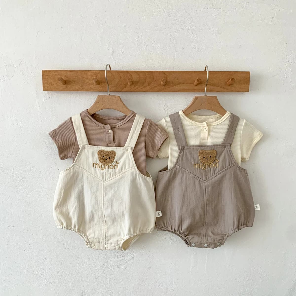 Ensemble de vêtements d'été pour bébé, salopette à imprimé ours mignon, 0-24 mois