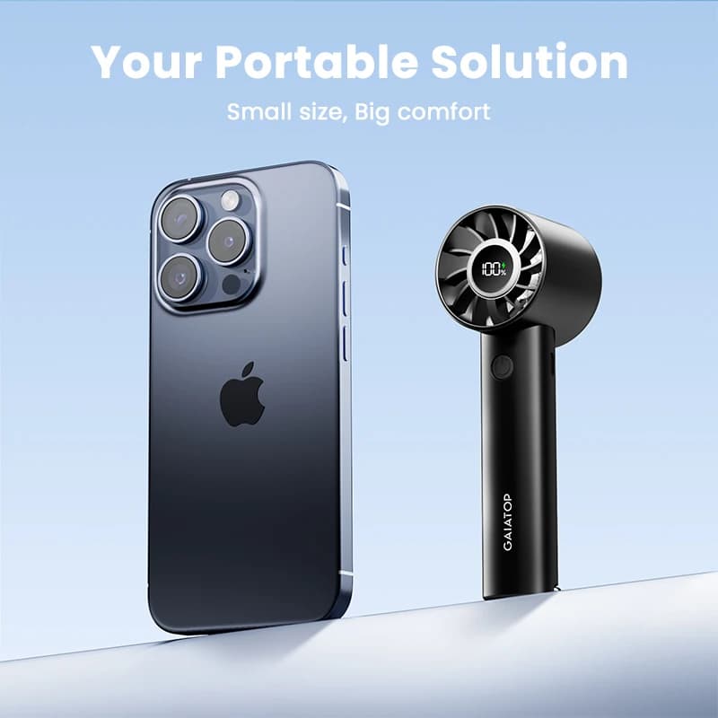 Mini ventilateur portable, ventilateur portable avec écran LED et lampe de poche, 3 vitesses 2000mah