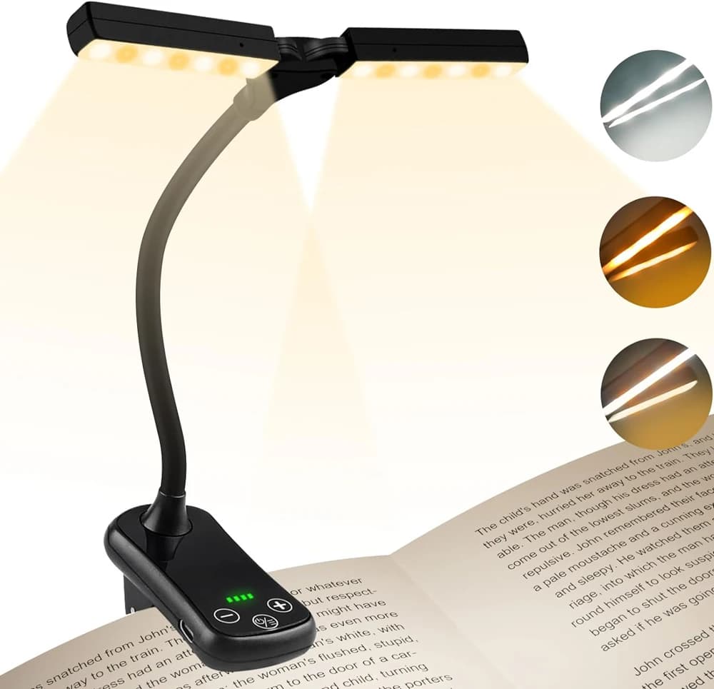 Nouveau 3 couleurs 8 luminosité 14 LED pince sur livre lumière Usb Rechargeable veilleuse Portable l