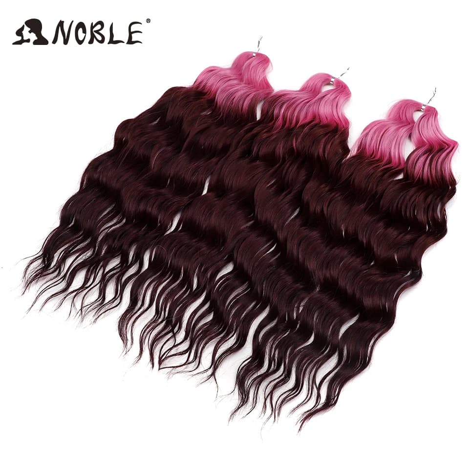 Noble 24 pouces cheveux synthétiques vague d'eau tressage Extensions de cheveux Ombre arc-en-ciel co