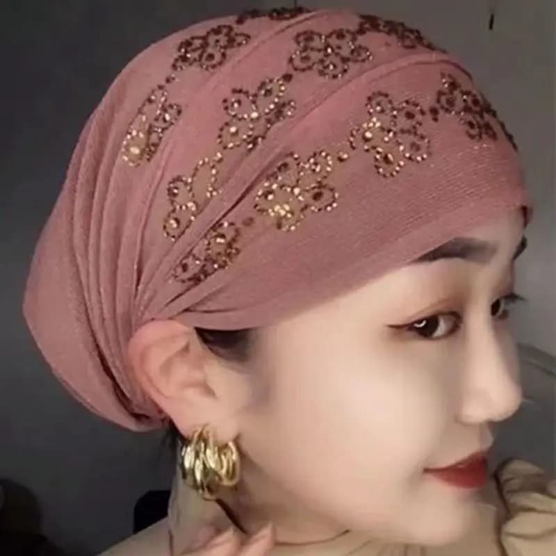 Été diamants Turban casquettes pour femmes élastique enveloppement tête Bonnet musulman Hijab Turban