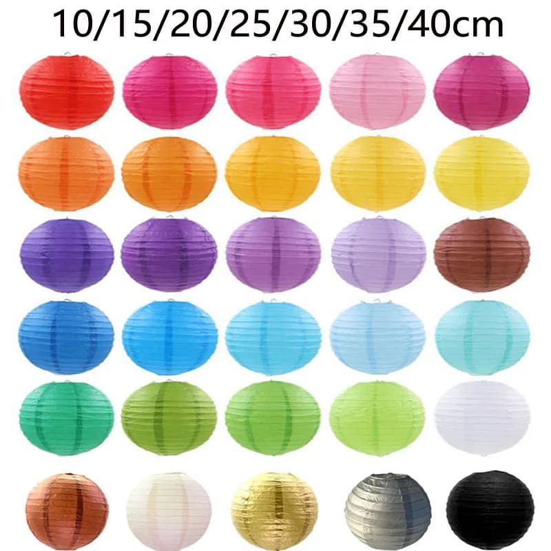 Lanternes chinoises suspendues en papier de 4, 6, 8, 10, 12, 14, 16 pouces, boule de papier, pour no