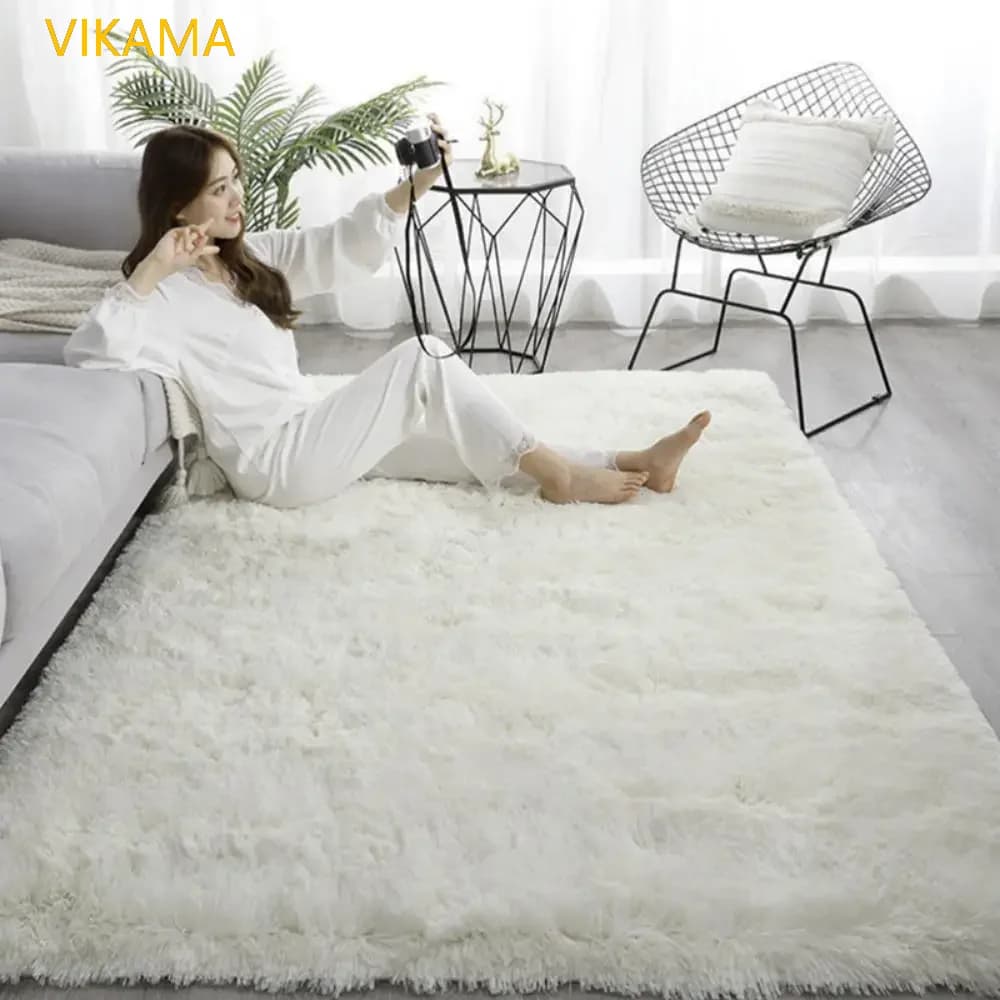 VIKmemorial-Tapis en peluche en laine simple pour chambre à coucher, couverture de lit de salon, doc