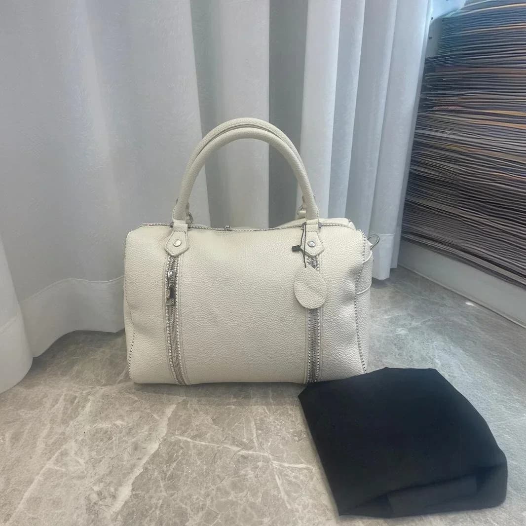 Sac à main seau en cuir noir à motif litchi, classique français, nouvelle collection 2026, pour femm