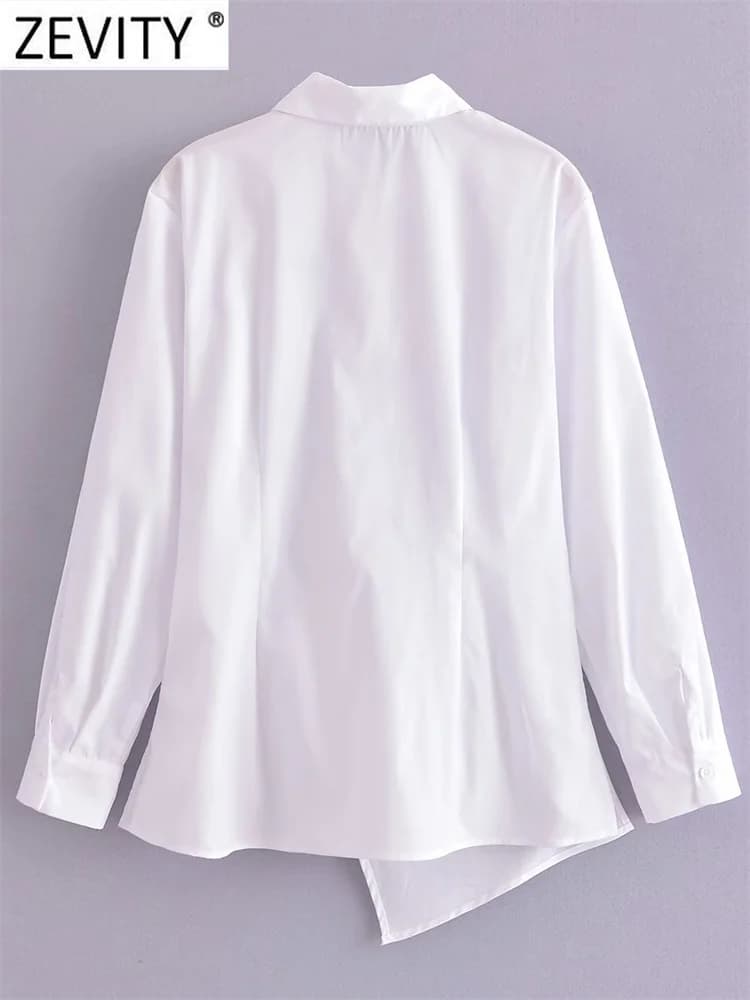 Zevity-Chemisier à Smocks en Popeline pour Femme, Chemise Chic à Manches sulf, Nministériels d Latér