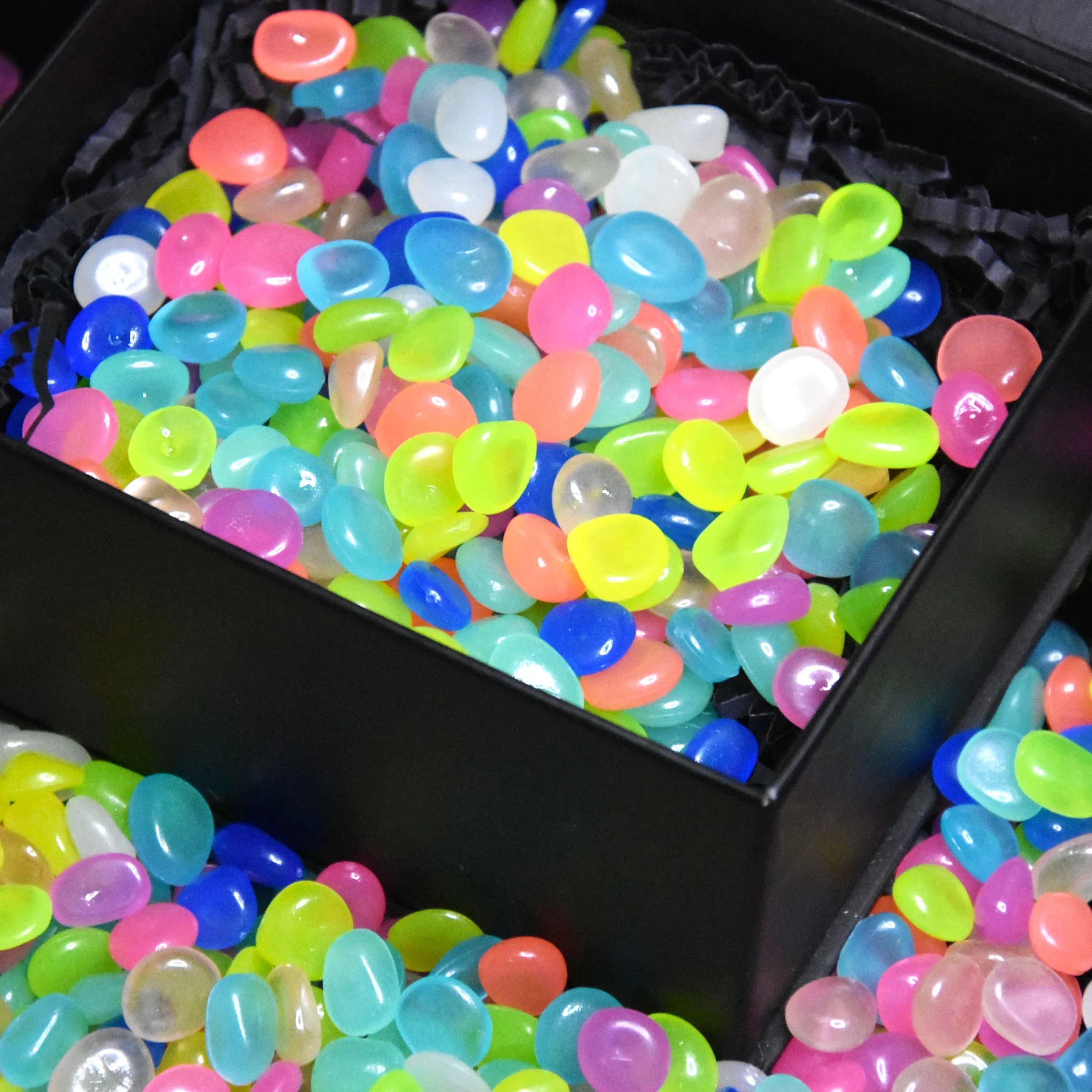 100 pièces roche lumineuse, galets de jardin foncés lumineux en pierre, décoration d'aquarium de tro