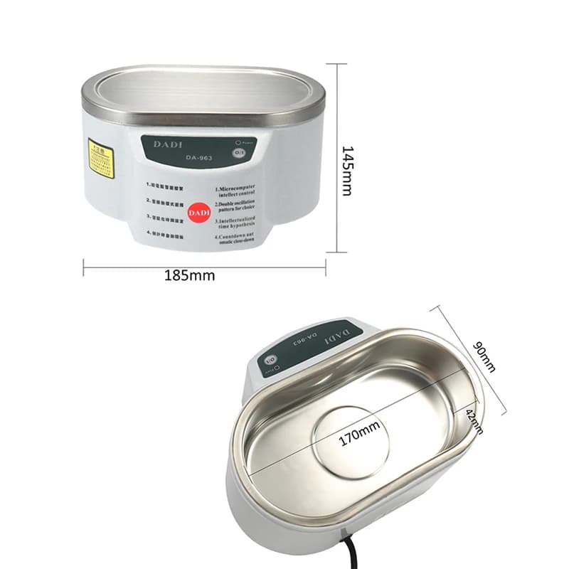 Nettoyeur à ultrasons numérique, bain pour pièces de bijoux, lunettes, manucure, coupe-pierres, raso