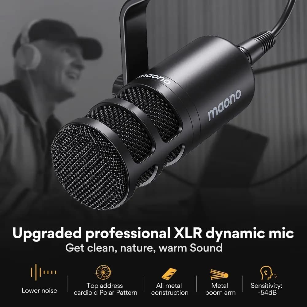 Microphone dynamique XLR pour PC Maono PD100, entièrement en métal, pour jeux, diffusion, enregistre