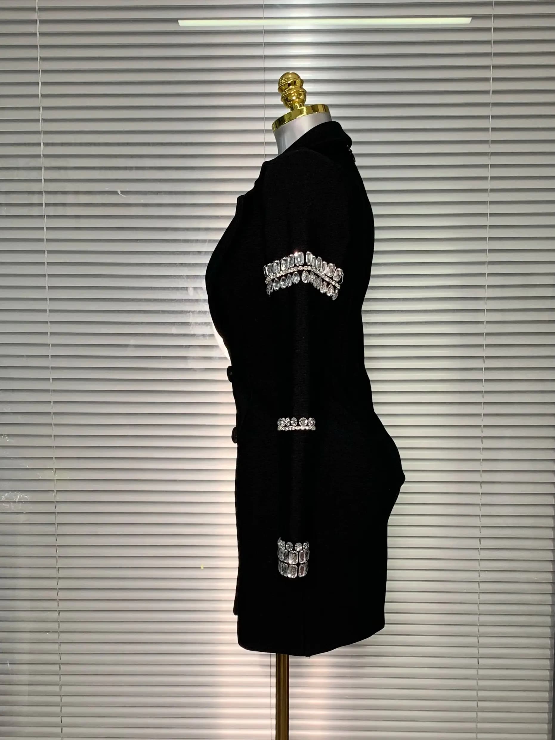 Robe à bandes pour femmes, flambant neuf, Sexy, décolleté en V profond, manches longues, Blazer perl