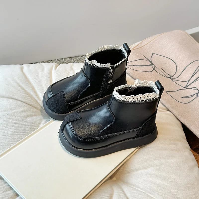 Bottes de princesse en coton avec dentelle douce pour enfants, bottes courtes pour filles, bottes de