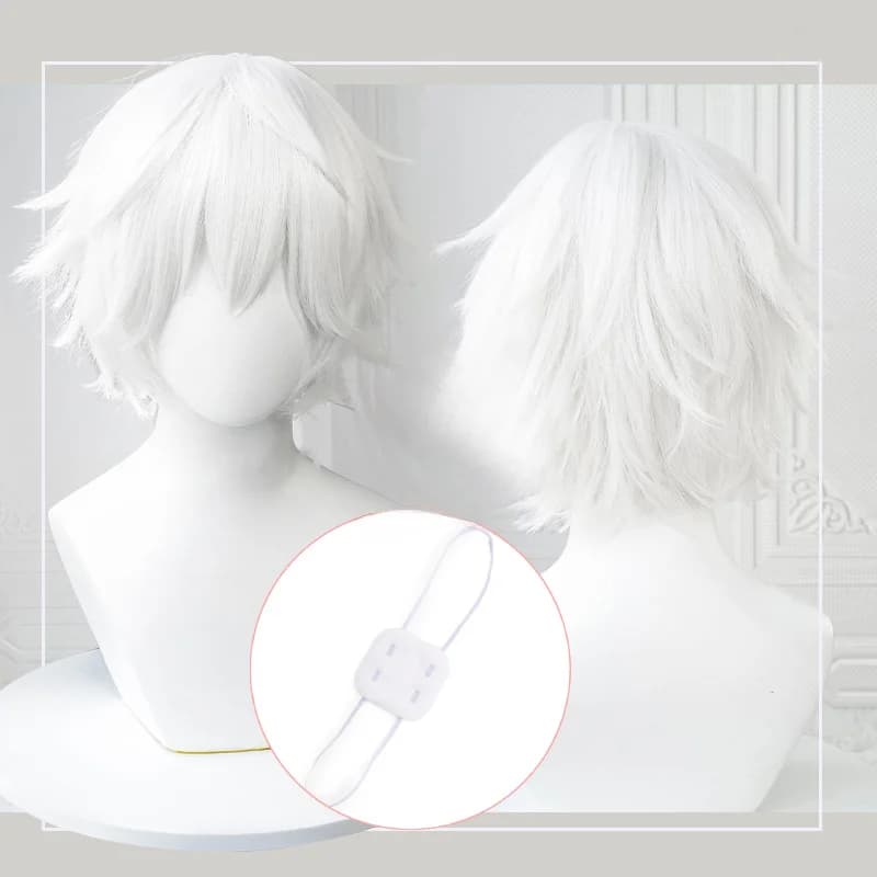 Perruques de Cosplay Anime Kaneki Ken, perruques courtes blanches moelleuses, Patch pour les yeux, c