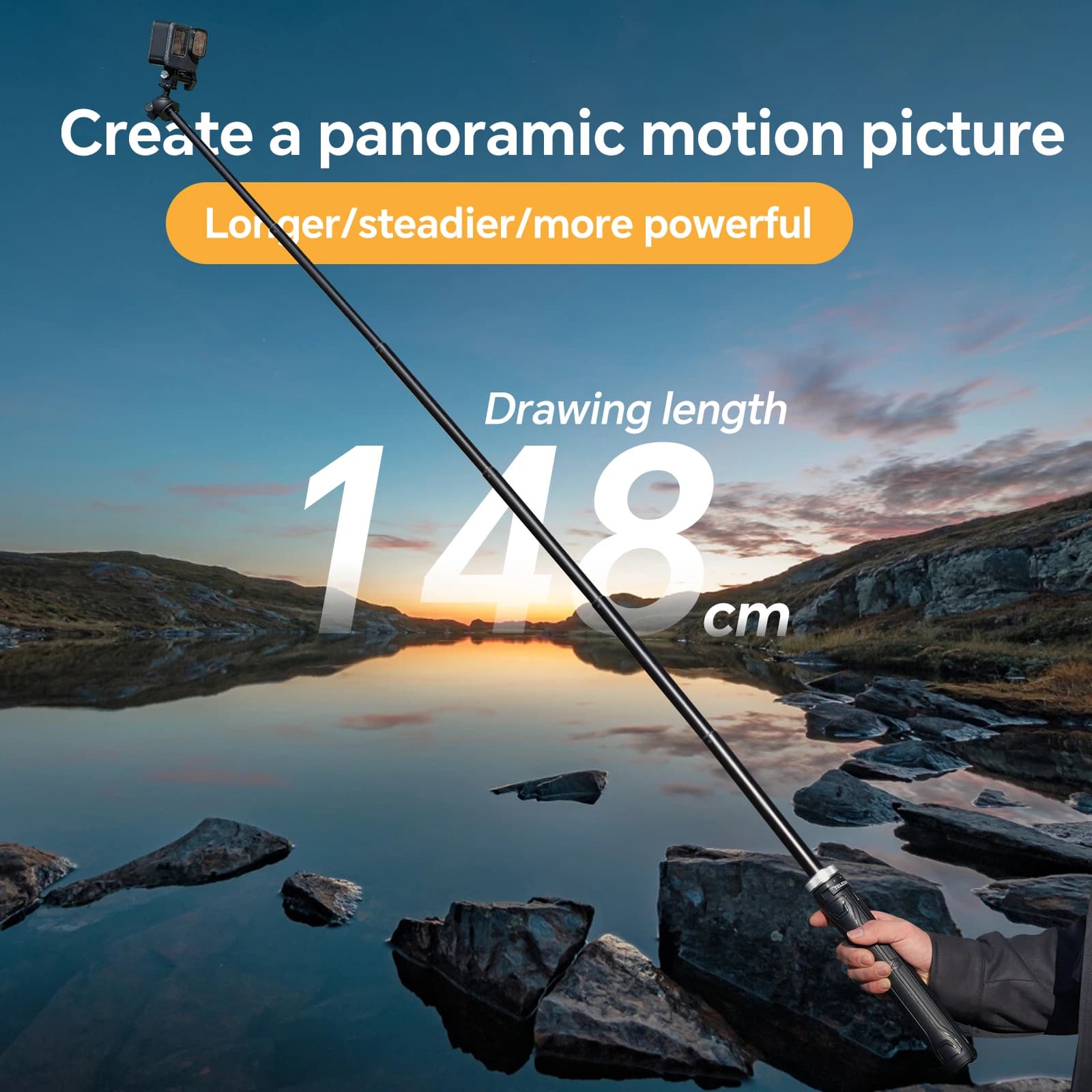 TELESIN-Trépied Selfie Stick Pliable, Rotation 360 °, 1.5m, Convient pour GoPro Fore13, 12, 11, 10, 