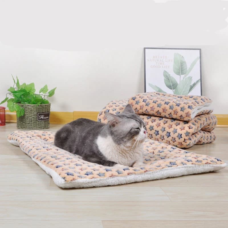 Tapis de couchage d'hiver en flanelle pour animaux de compagnie, multi-modèles, pour chenil, couvert